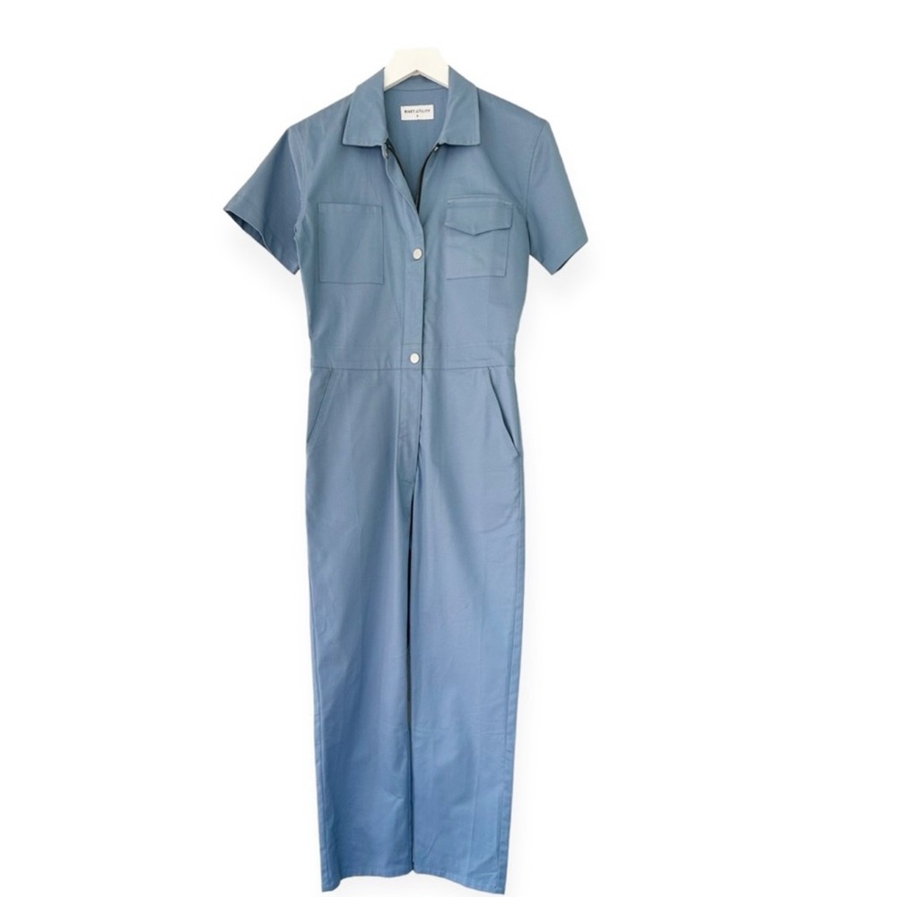 Rivet Utility Blue Short-Sleeve Jumpsuit